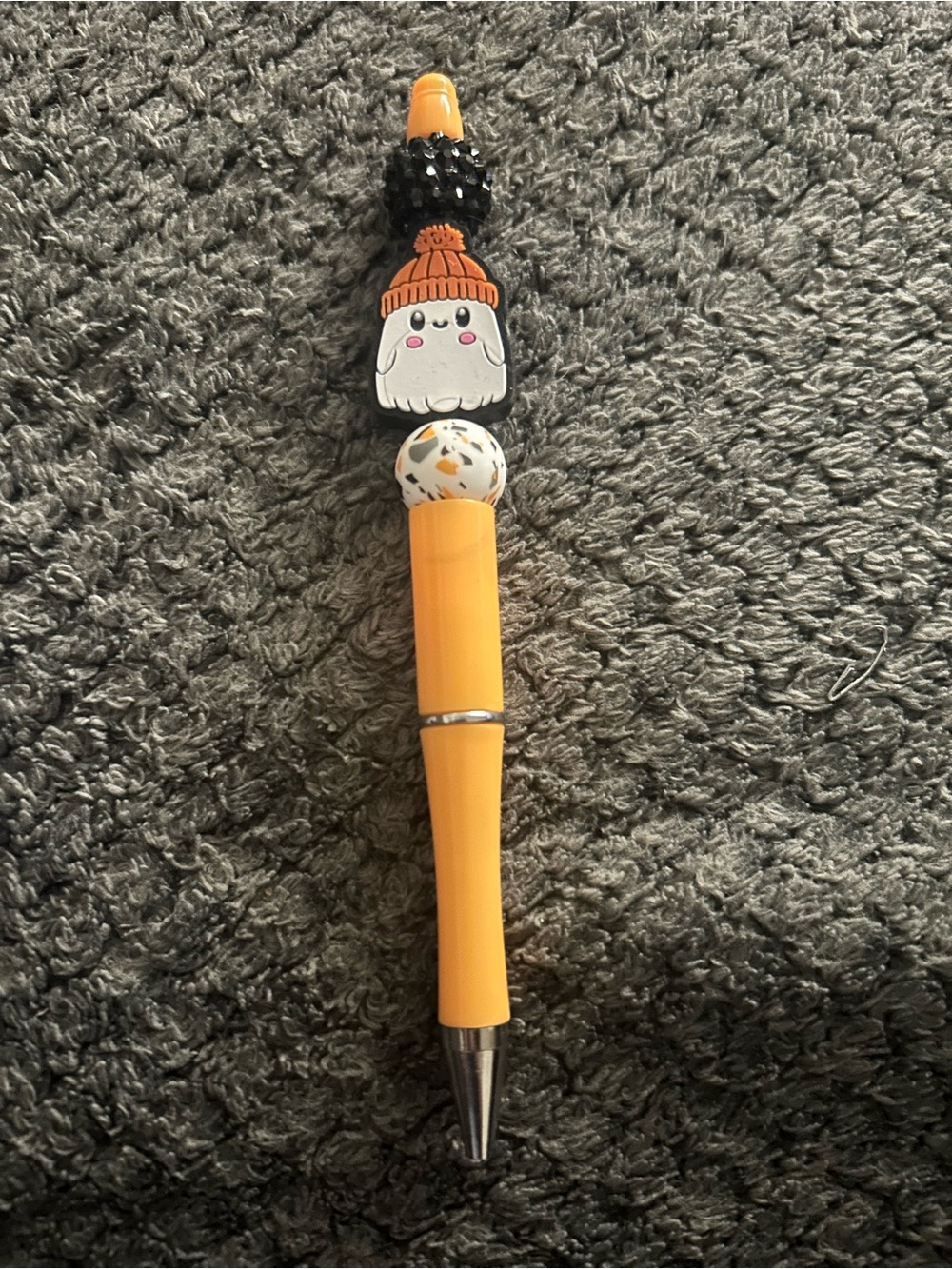 Hand Crafted Yellow Beaded ghost Ballpoint Pen